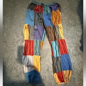 100% cotton patchwork festival rave pants cargo trousers handmade joggers